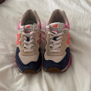 New Balance Women's Pink, Navy & Beige Retro Runner Sneakers